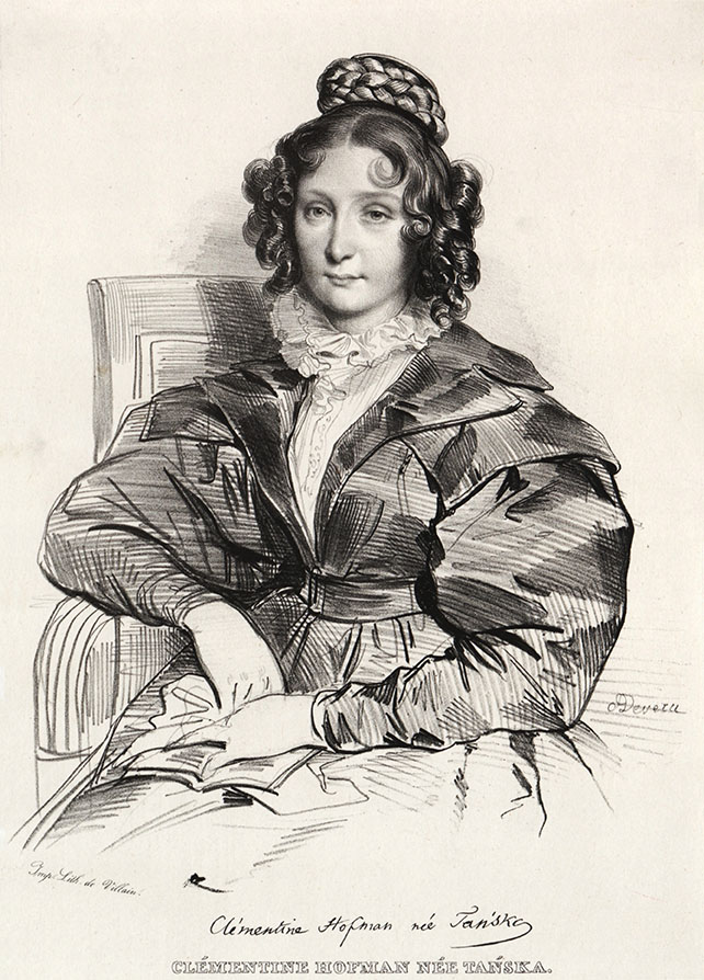 Klementyna Hoffmanowa, litografia Achille Devéria, ok. 1832-1837 (Biblioteka Narodowa).