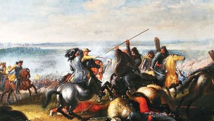 „Karol X Gustaw w walce z Tatarami w bitwie pod Warszawą 1656 roku” – obraz pędzla Filipa Lemke z 1684 r. (Muzeum Wojska Polskiego)