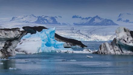 Zdjęcie lodowców na Antarktydzie.