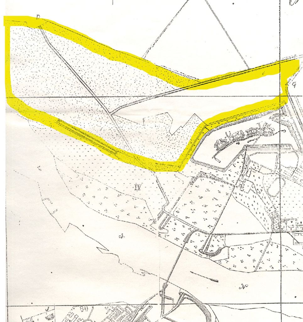 Przedpole fortu – plac ćwiczeń w 1921 r. (CAW, Dep. Bud. MSWojsk., Plan gruntów wojskowych Zegrze)