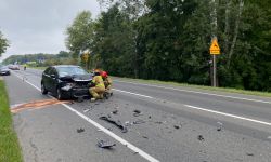 Zderzenie trzech aut na Modlińskiej w Bożej Woli (fot. KP PSP w Legionowie)